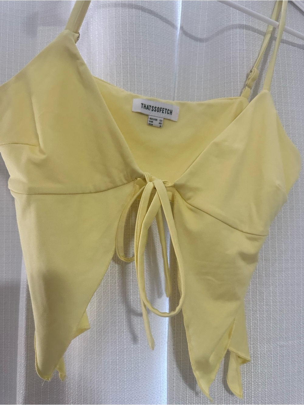 THATSSOFETCH Yellow Tie-Front Crop Cami